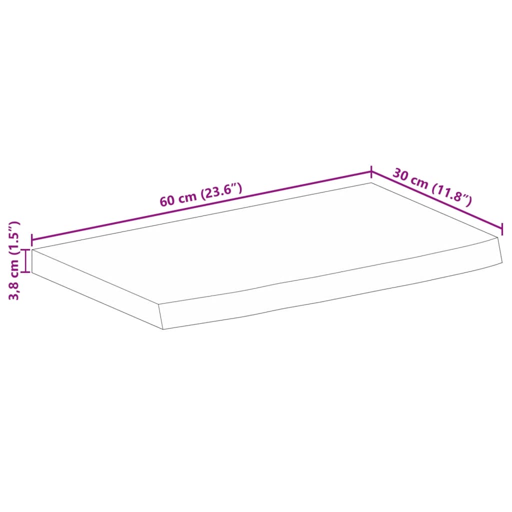 Wandregal 40x20x2,5 cm Rechteckig Massivholz Akazie Baumkante
