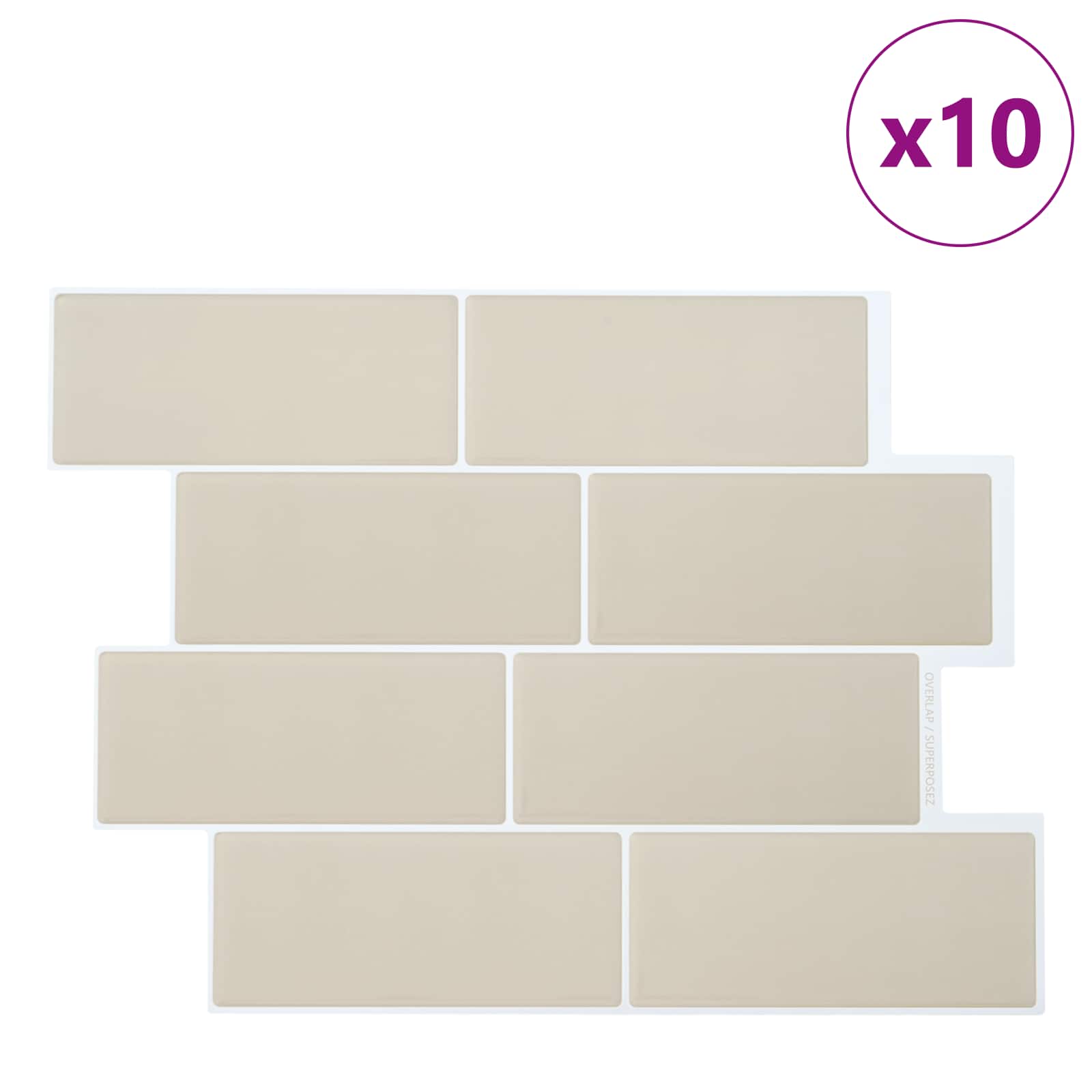 U-Bahn-Fliese 10 pcs Weiß Grau 29 x 21 cm Polyurethan und PET