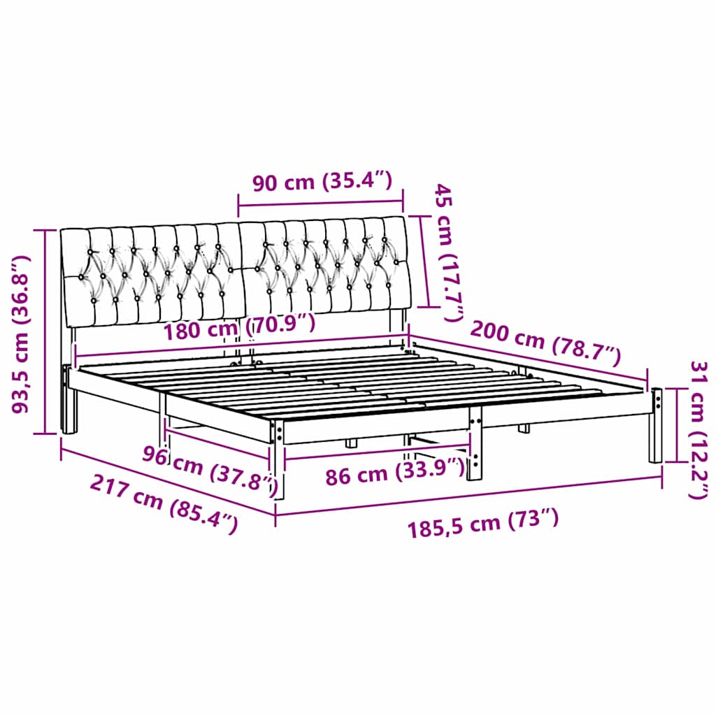 Bettgestell mit gepolstertem Kopfteil Braun 200 x 200 cm