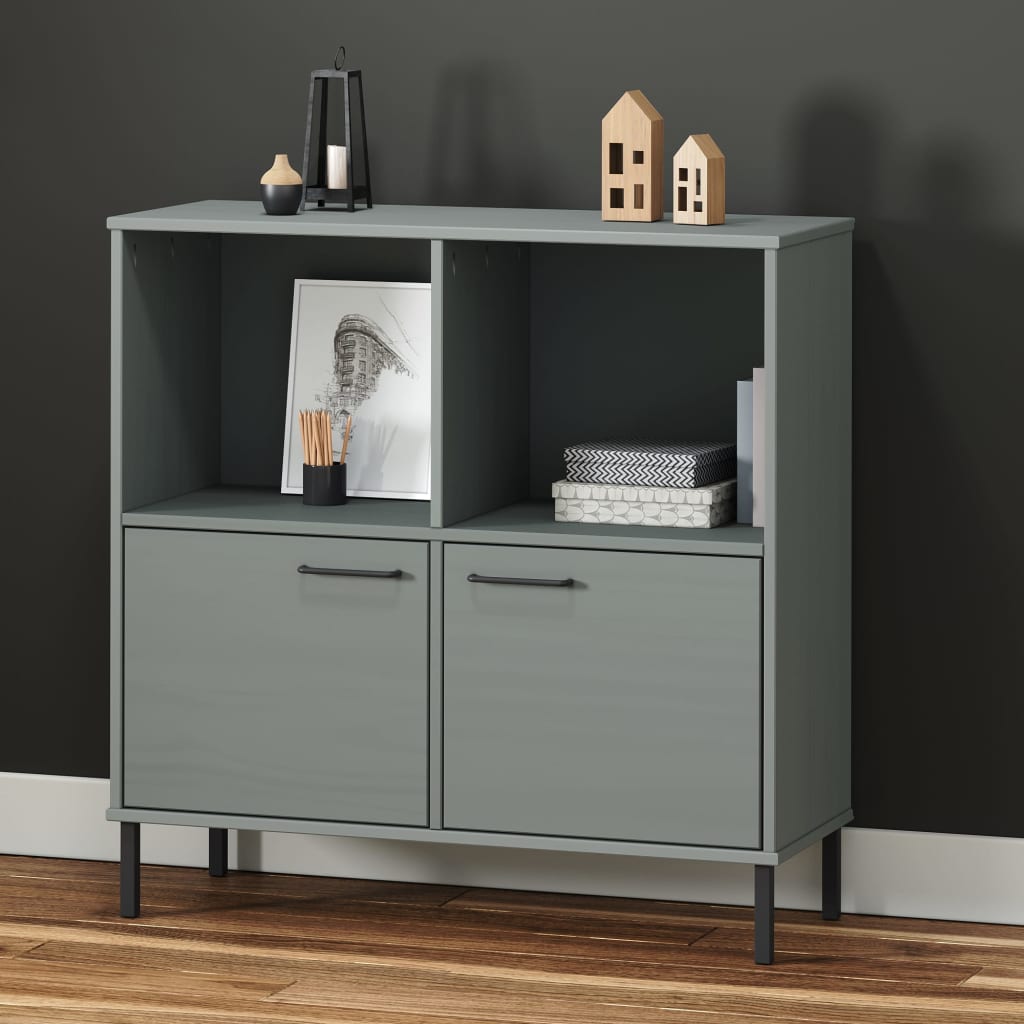 Bücherregal OSLO mit Metallbeinen Braun 90x35x90,5cm Massivholz