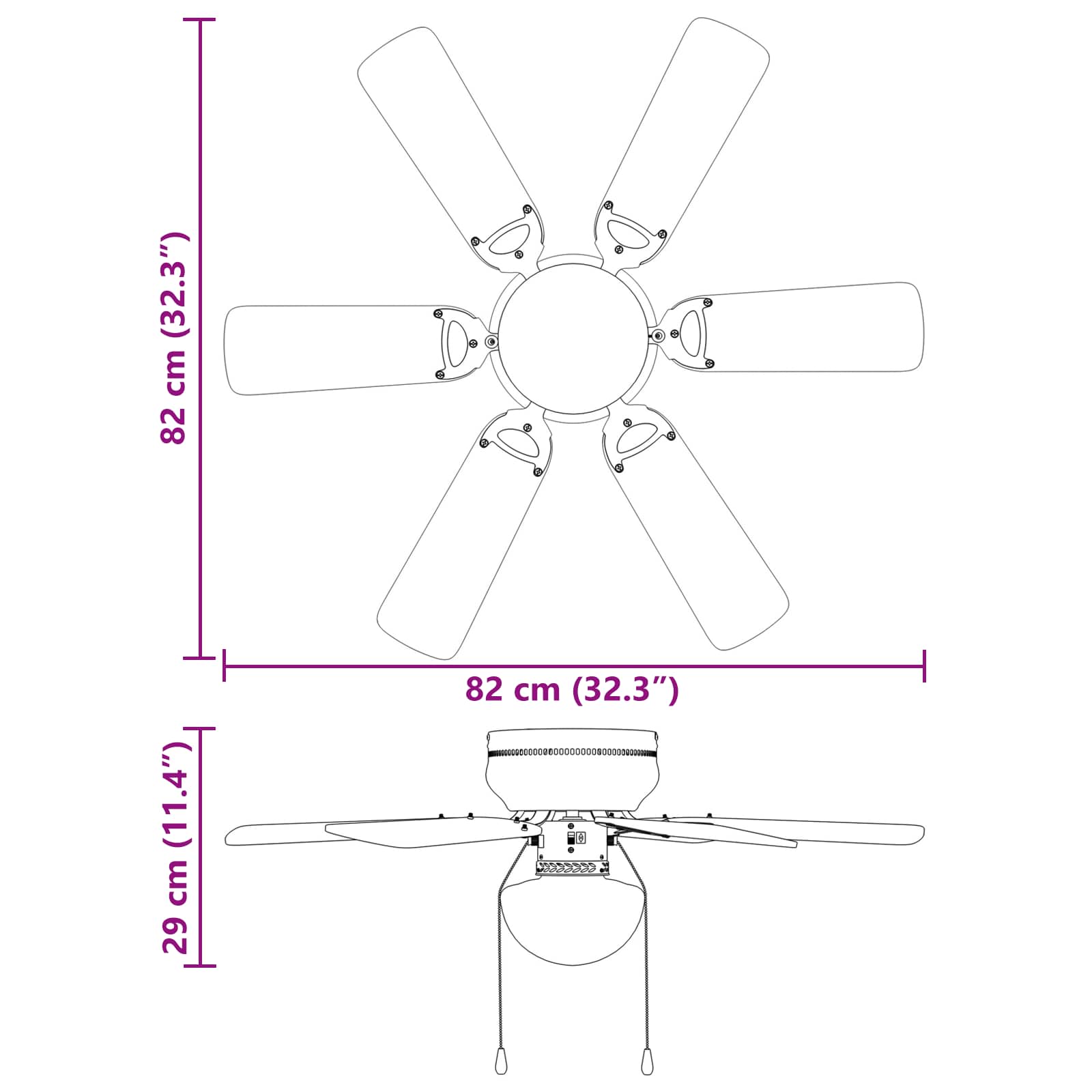 Deckenventilator mit Licht und Fernbedienung Ø 130 cm Weiß