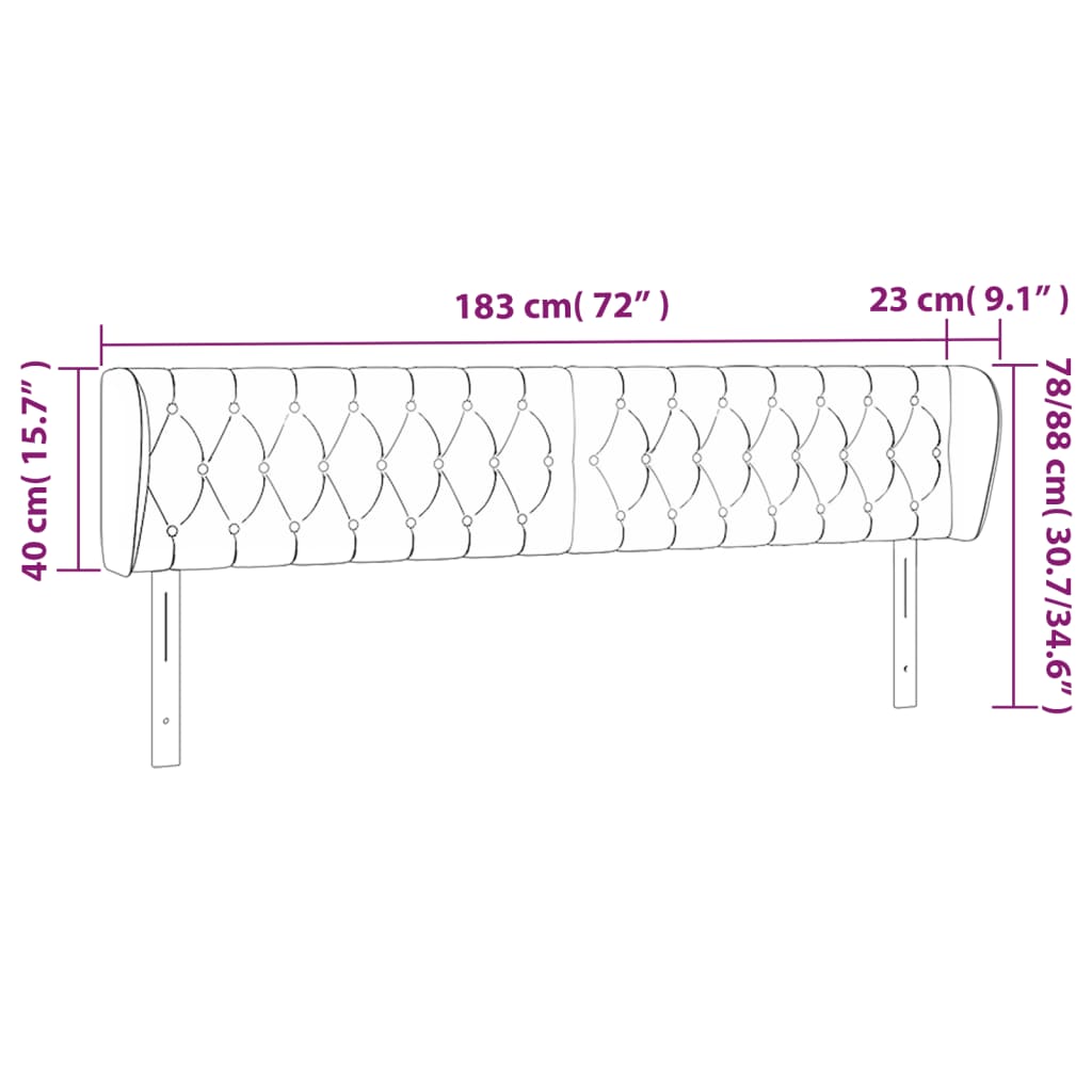 Kopfteil mit Ohren Dunkelblau 93x23x78/88 cm Samt