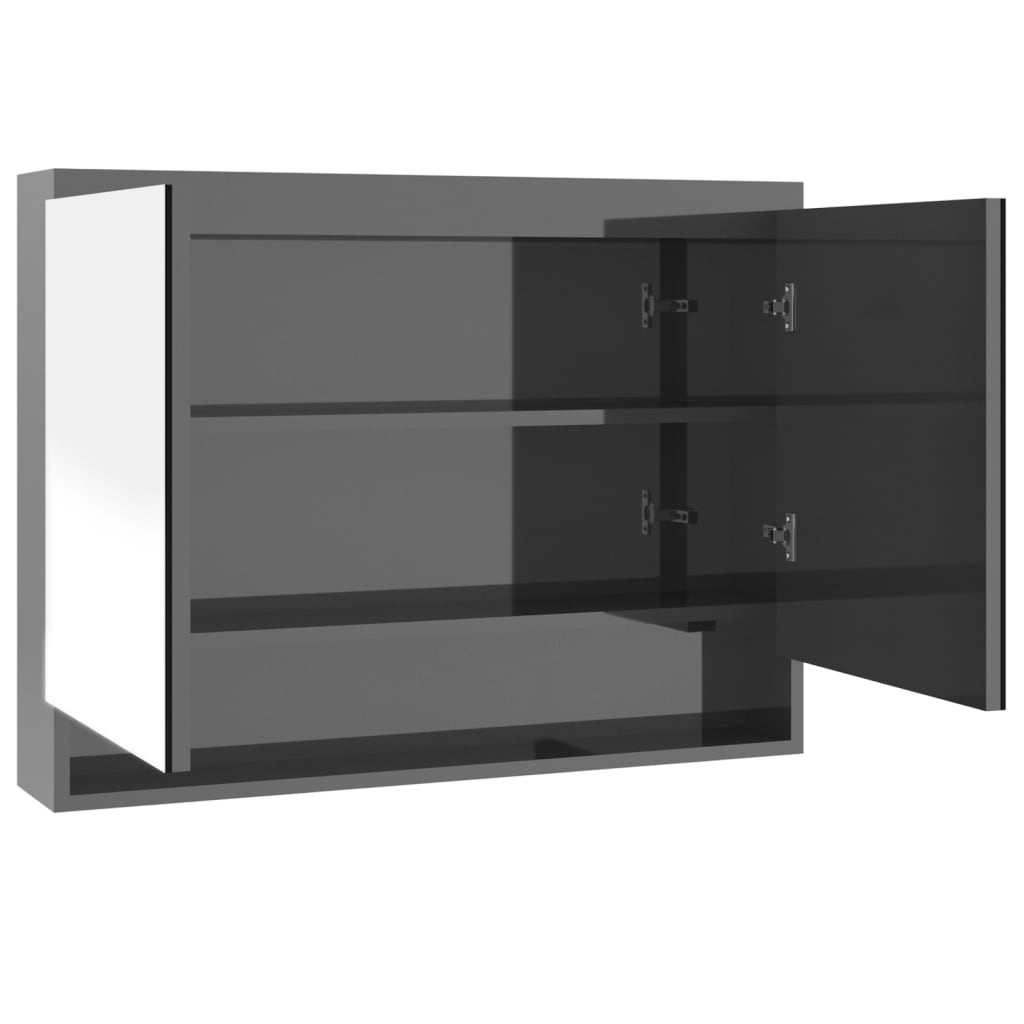 Spiegelschrank fürs Bad 80x15x60 cm Glänzend Schwarz