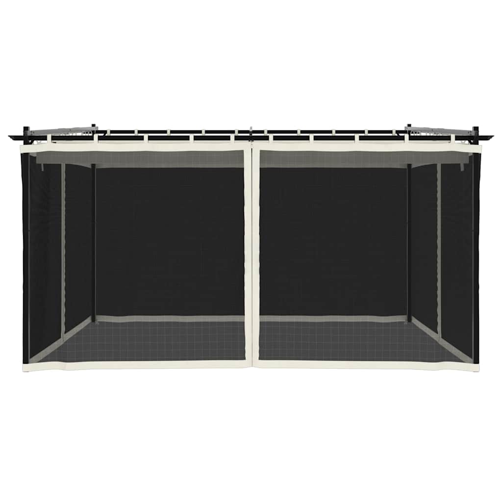 Pavillon mit Netzwände Creme 3x3 m Stahl
