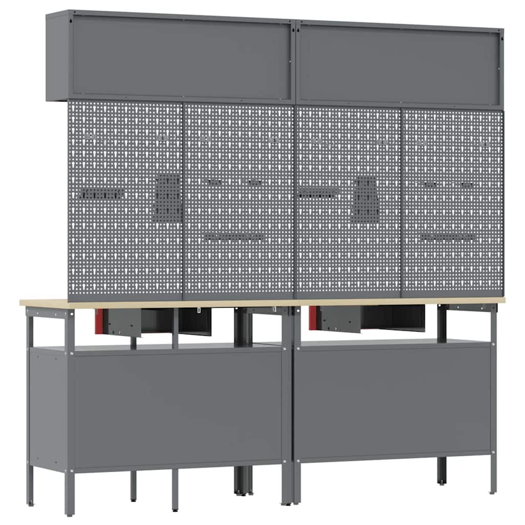 Werkbank-Set mit Schubladen 2 pcs Rot und Grau 200 x 55 x 85 cm