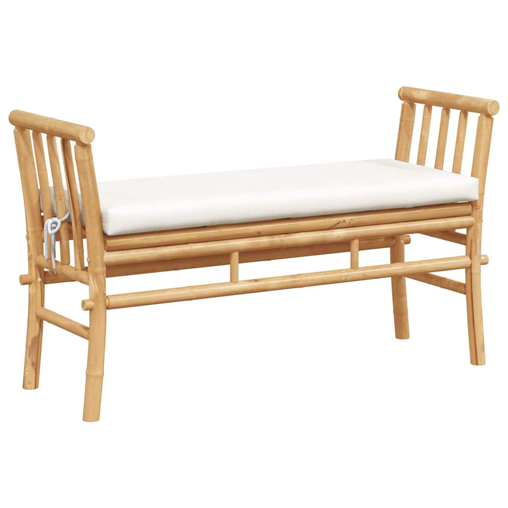 Gartenbank mit Kissen Braun 110 x 38 x 65cm Bambus
