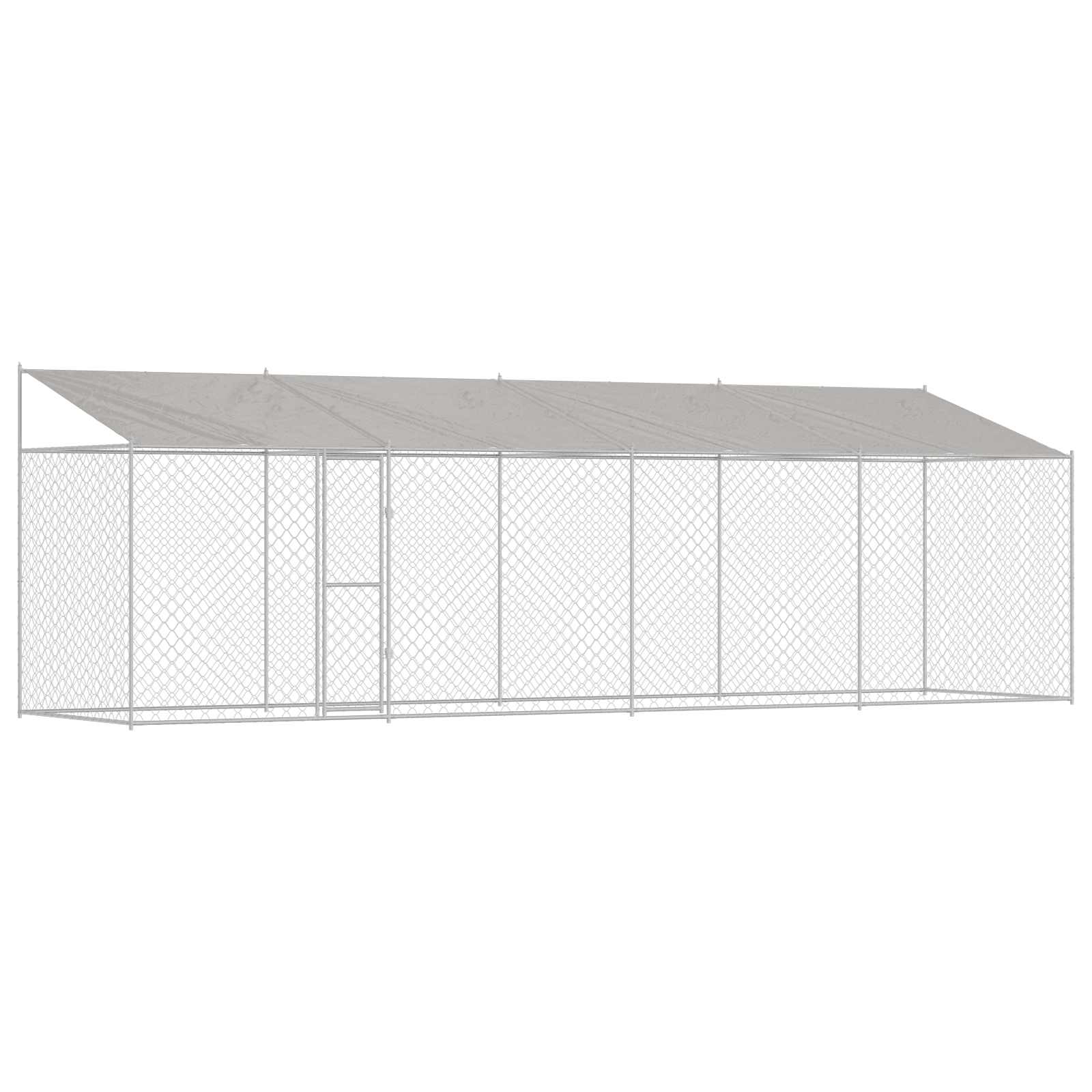 Hundezwinger mit Dach und Tür Grau 2x2x2 m Verzinkter Stahl