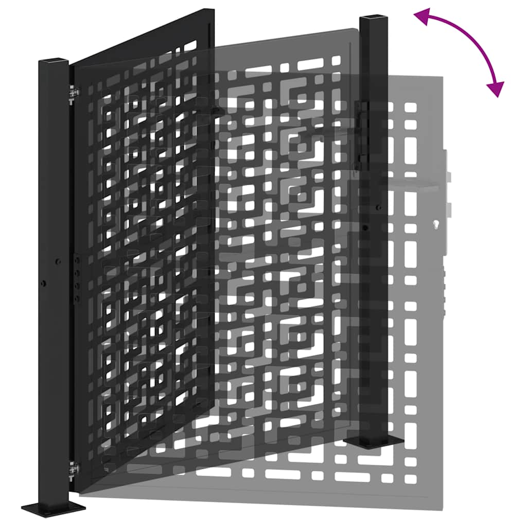 Gartentor Schwarz 100x100 cm Stahl Lichtdesign