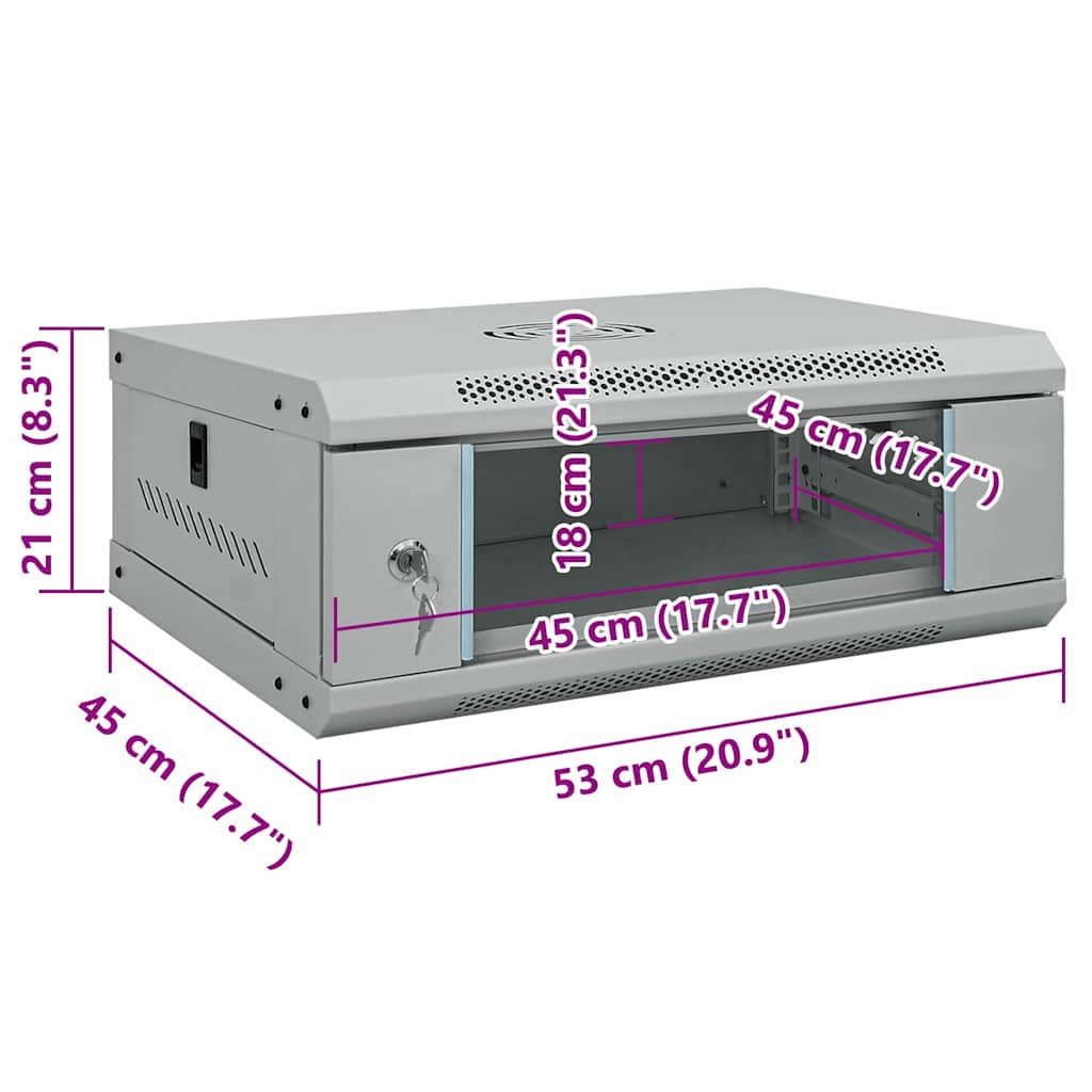 Netzwerkschrank mit Speicher Grau 60 x 45 x 28 cm Stahl