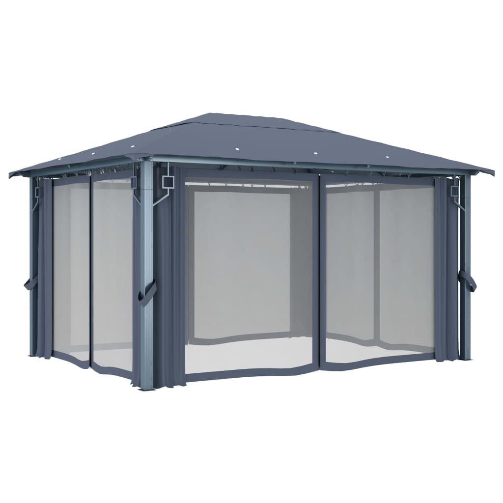 Pavillon mit Vorhang 300x300 cm Taupe Aluminium