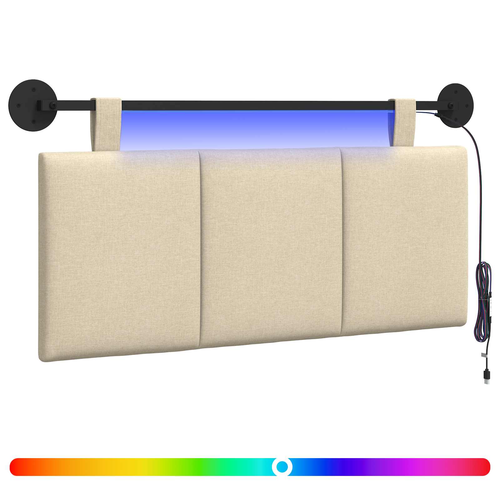Hängendes Kopfteil Mit LED Licht Wolkengrau Stoff