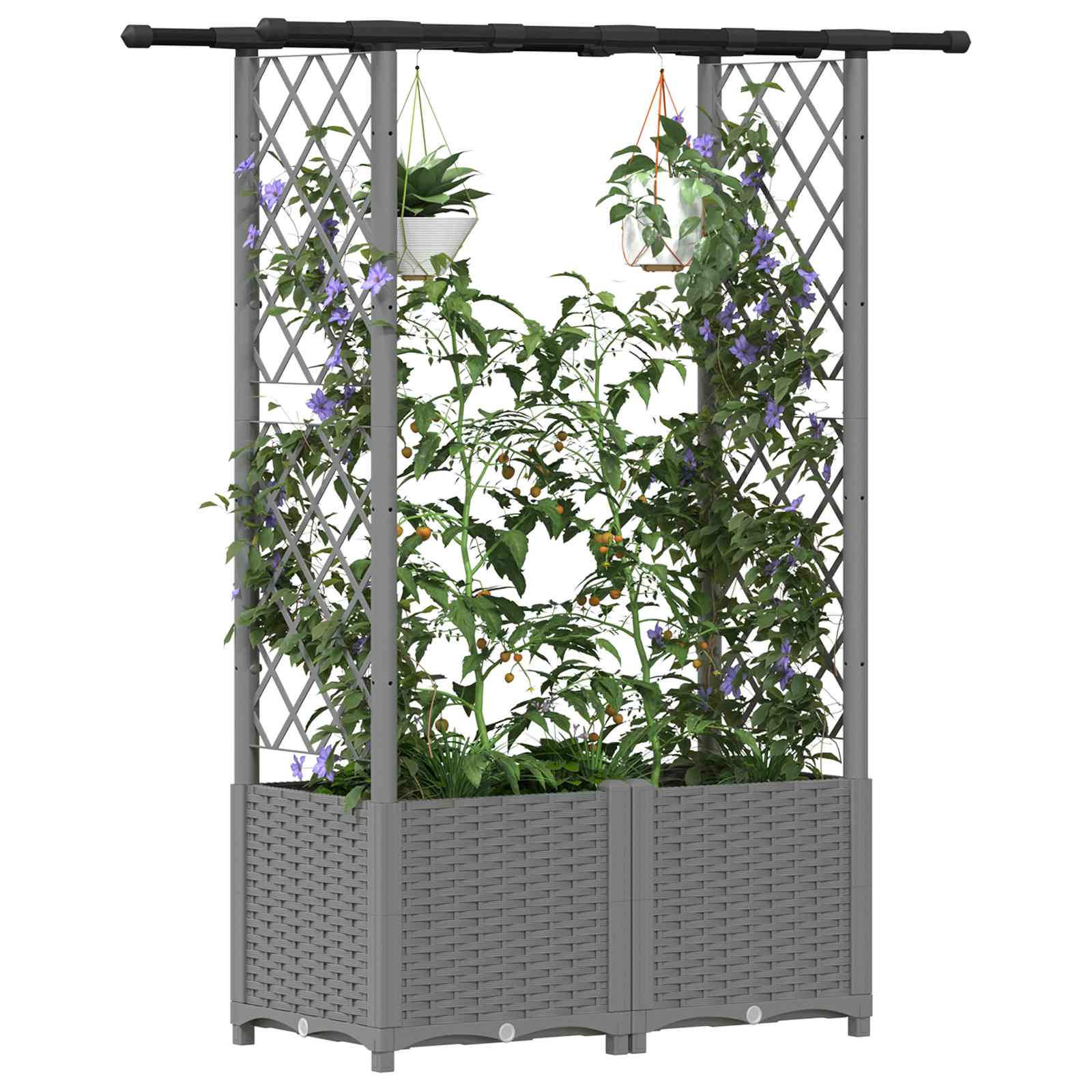 Hochbeet mit Rankgitter und Dach Braun 124 x 40 x 123 cm PP