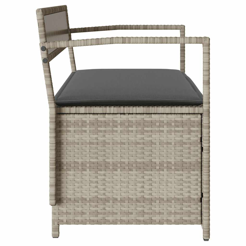 Gartenbank mit Stauraum und Kissen Schwarz Poly Rattan