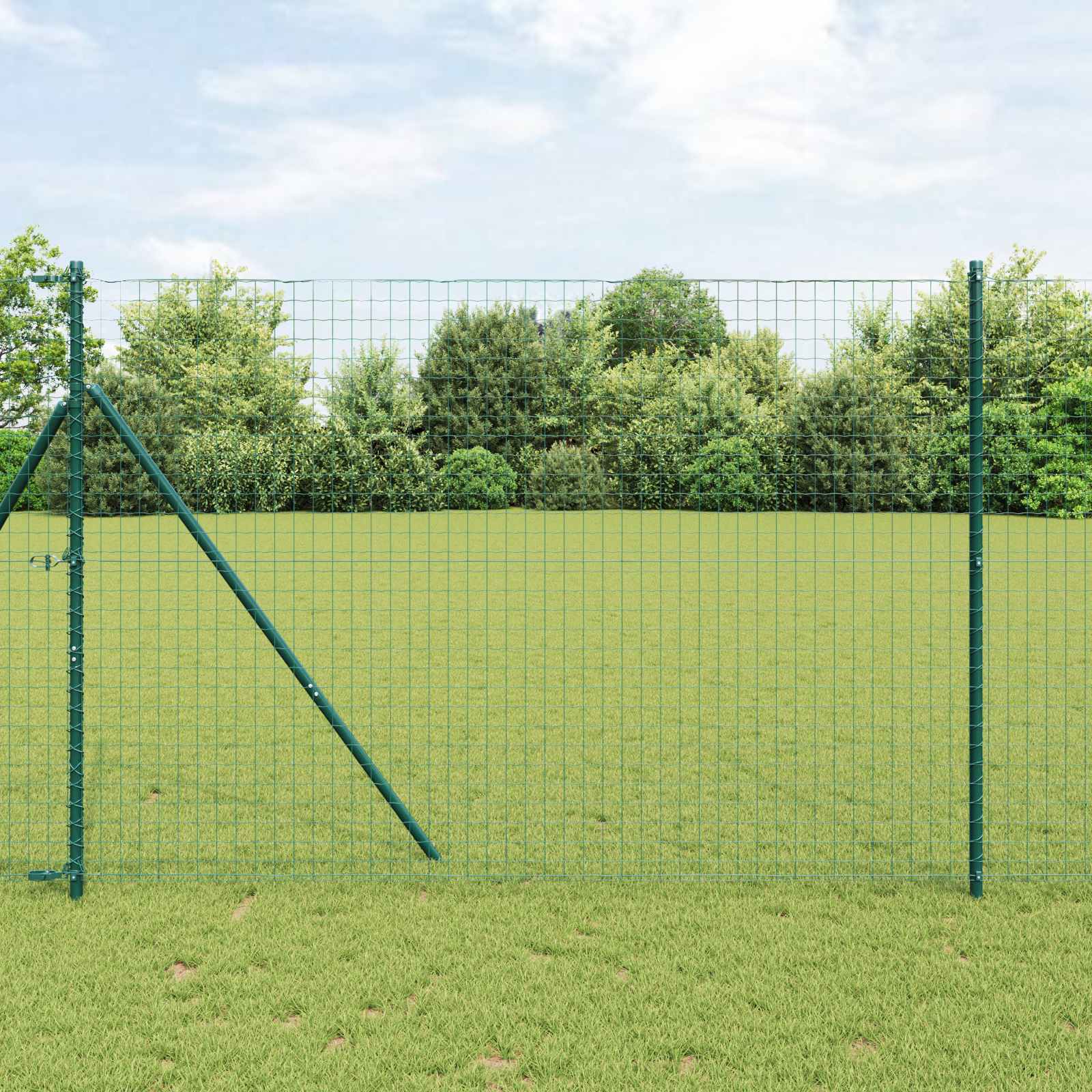 Zaunpfosten 2 pcs Grün 50 cm Pulverbeschichteter Stahl