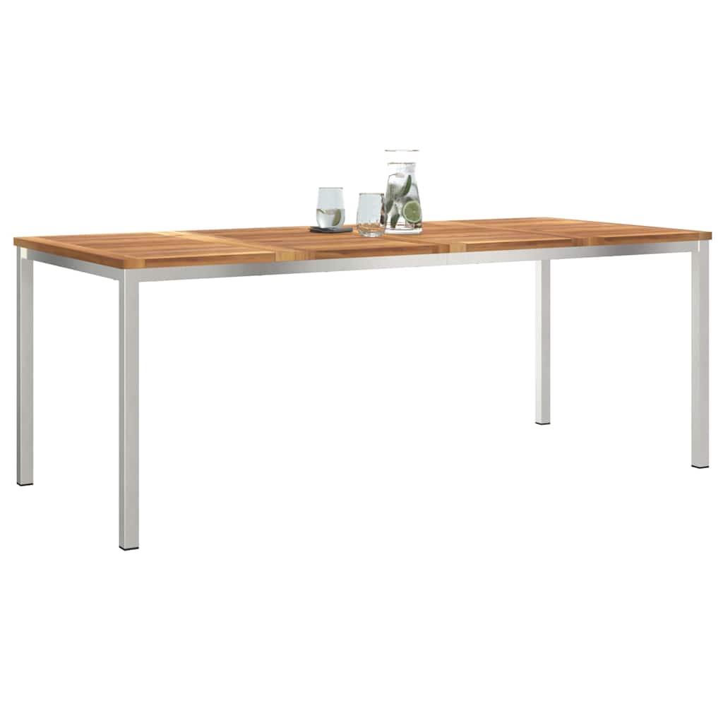 Esstisch 90x90x75 cm Massives Akazienholz und Edelstahl