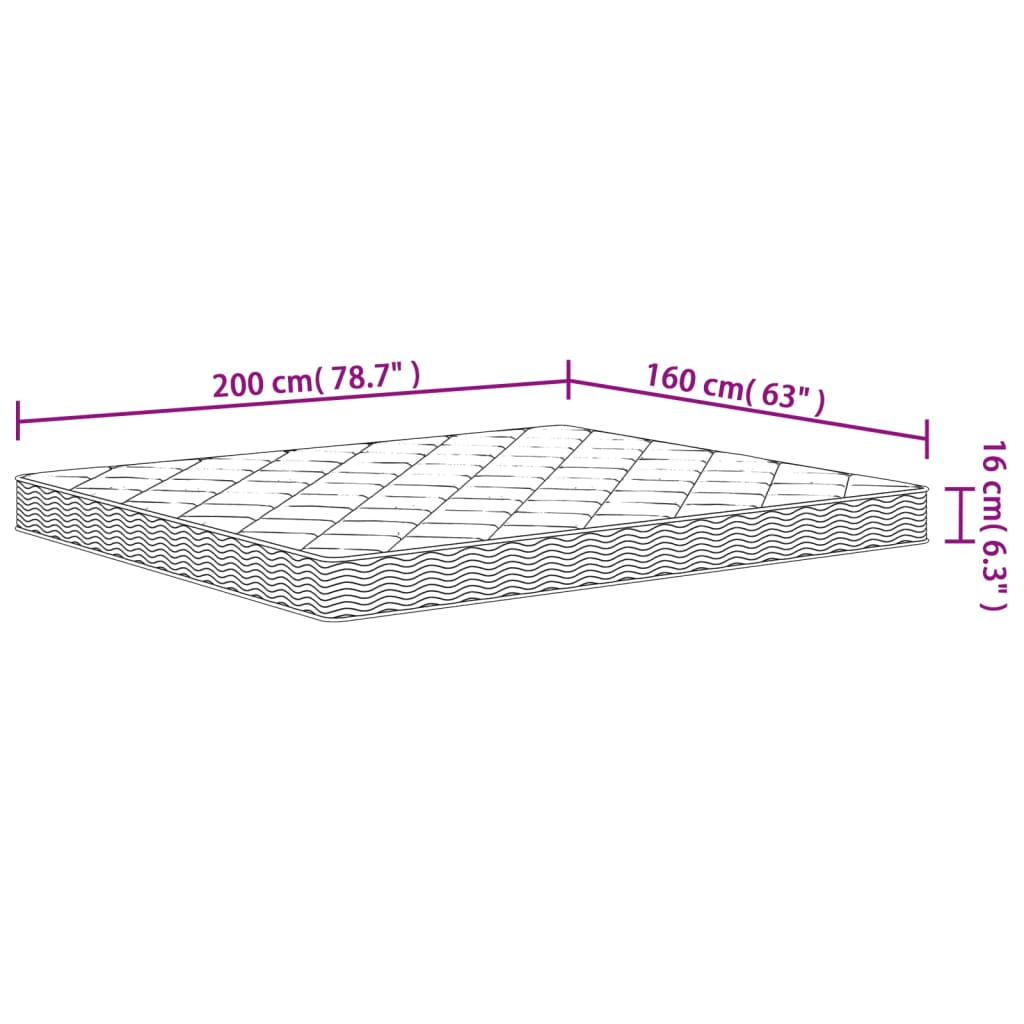 Schaumstoffmatratze für Kind Mittelweich 80 x 160 cm 16 cm Weiß