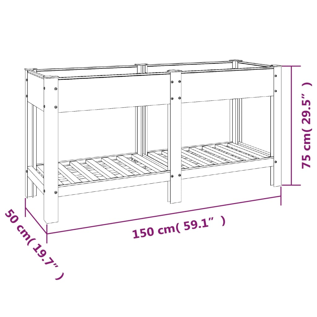 Garten-Hochbeet mit Ablage 50x50x90 cm WPC Grau
