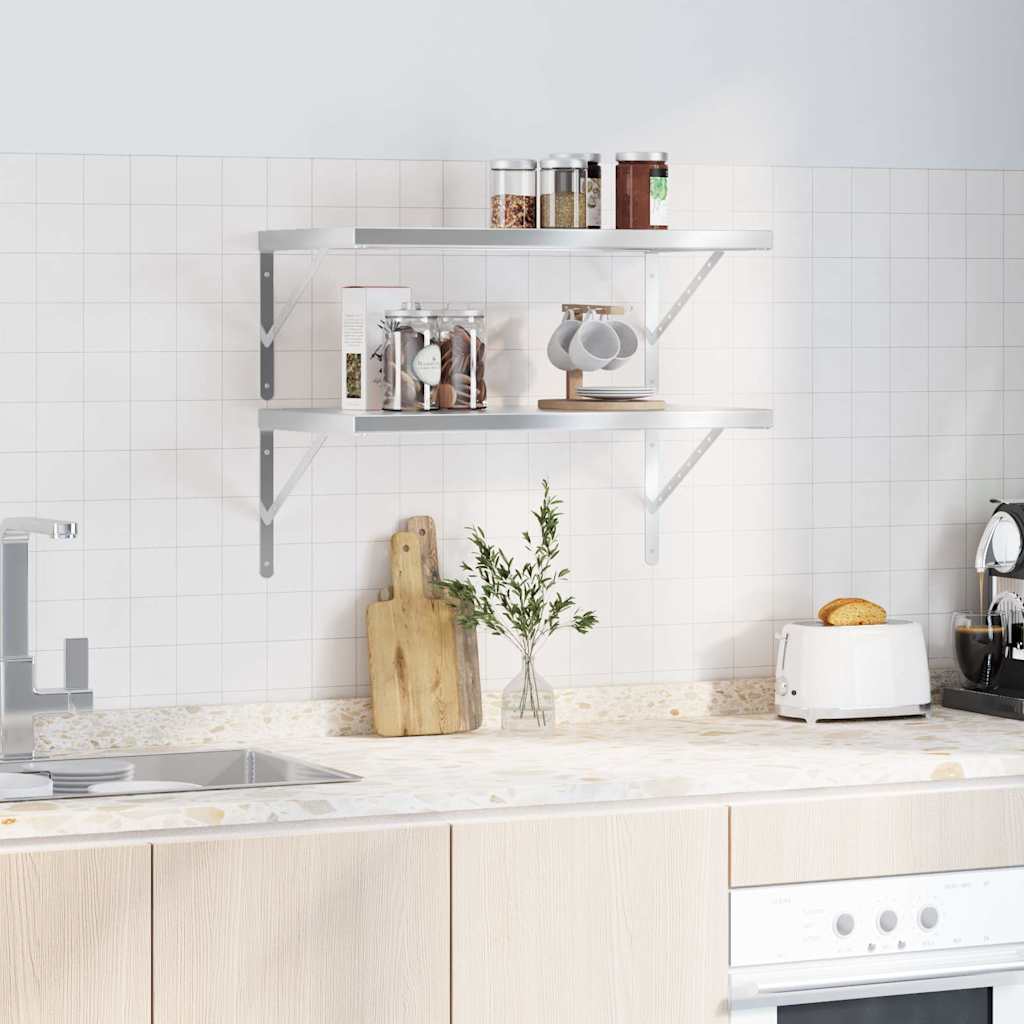 Wandregale 2 Stk. 100x40 cm Silbern Edelstahl