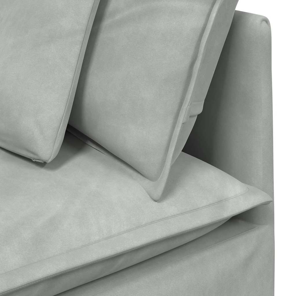 Modulares Sofa mit Fußhocker Kissen Samt Blau