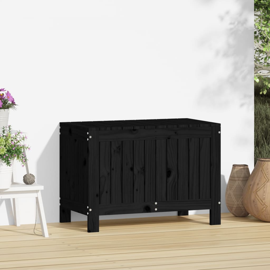 Gartentruhe Grau 76x42,5x54 cm Massivholz Kiefer