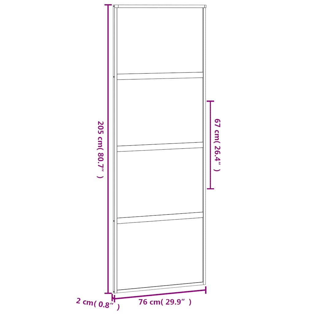 Schiebetür Aluminium und ESG Glas 90x205 cm Schwarz