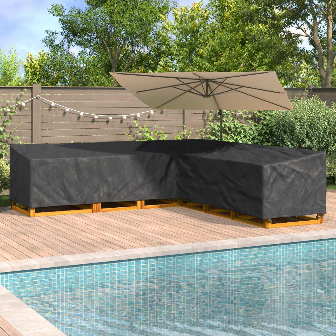 Möbelbezug Schwarz 235 x 235 x 85 cm 210D Oxford Stoff