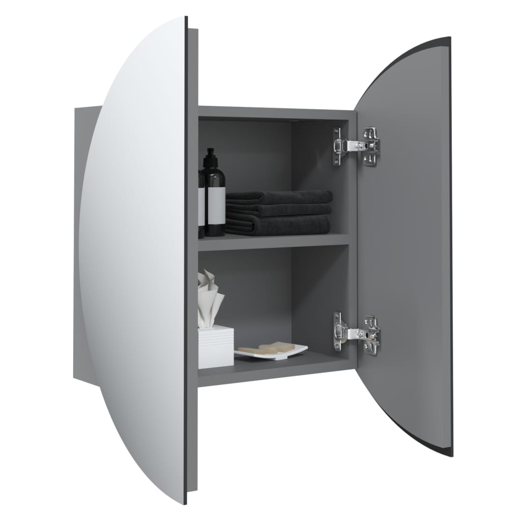 Badezimmerschrank mit Rundem Spiegel & LED Weiß 40x40x17,5 cm