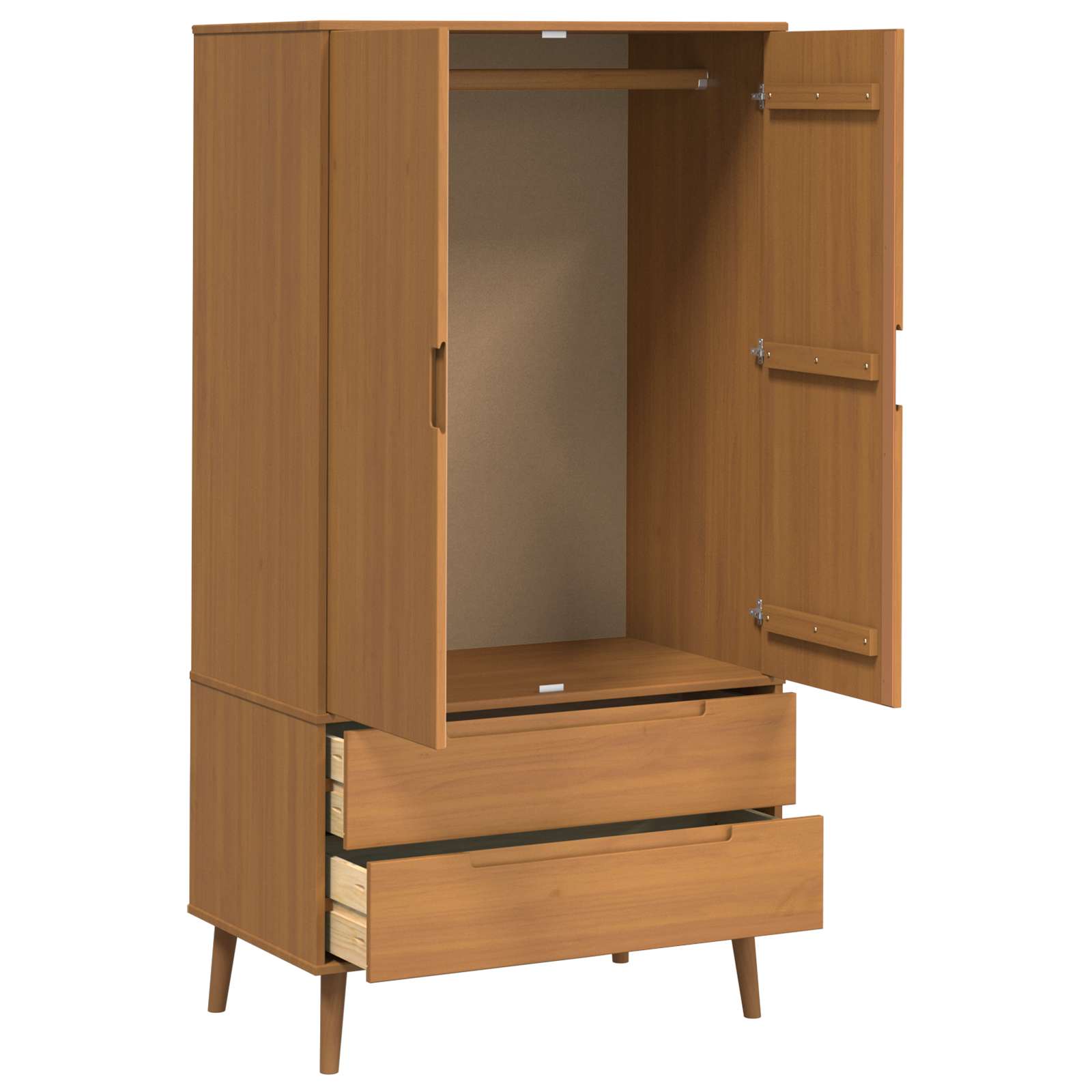 Kleiderschrank MOLDE Braun 90x55x175 cm Massivholz Kiefer