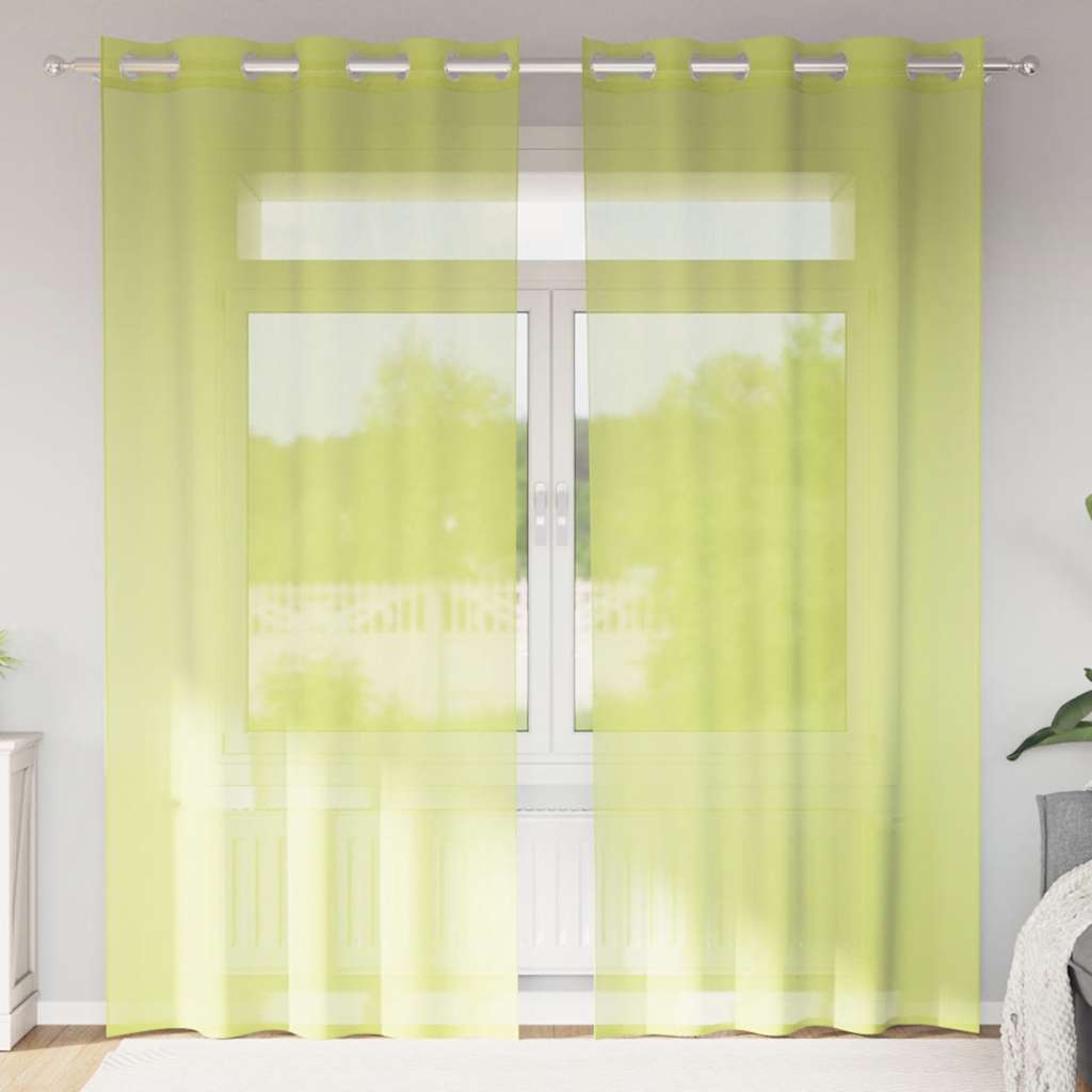 Voile Vorhänge mit Ösen 2 Stk. Apfelgrün 140x140 cm