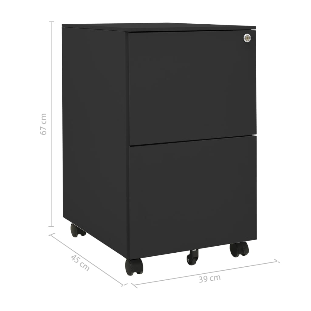 Aktenschrank mit Rollen Weiß 39x45x67 cm Stahl