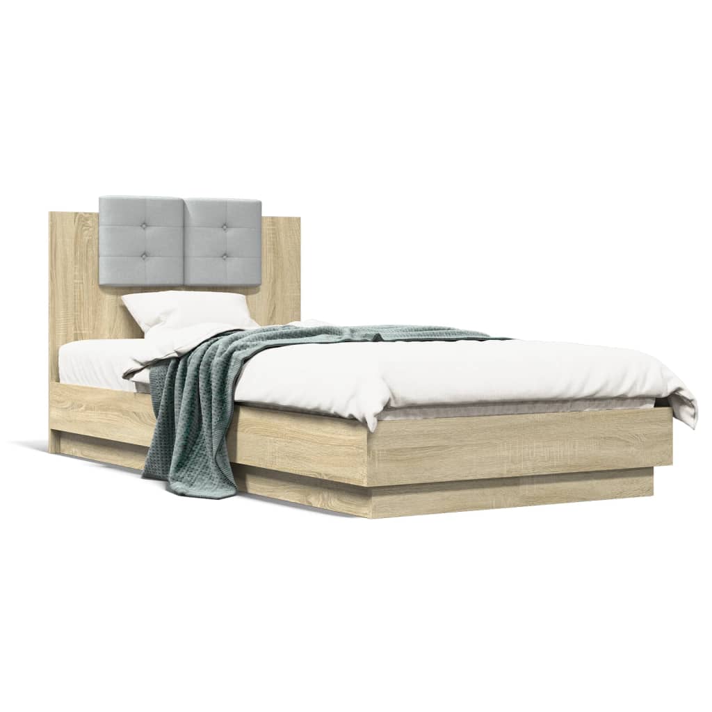 Bettgestell mit Kopfteil Grau Sonoma 180x200 cm Holzwerkstoff