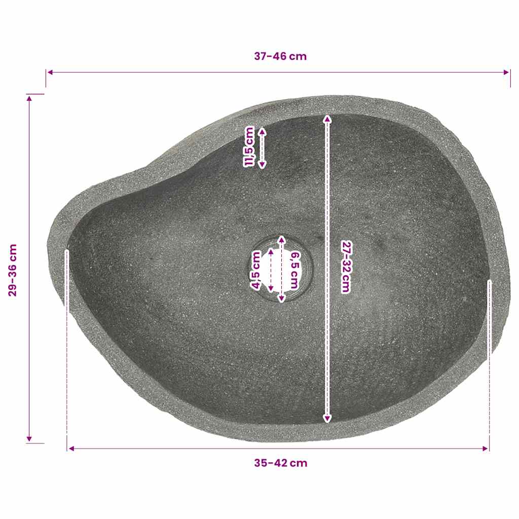 Waschbecken Flussstein Oval (29-38)x(24-31) cm