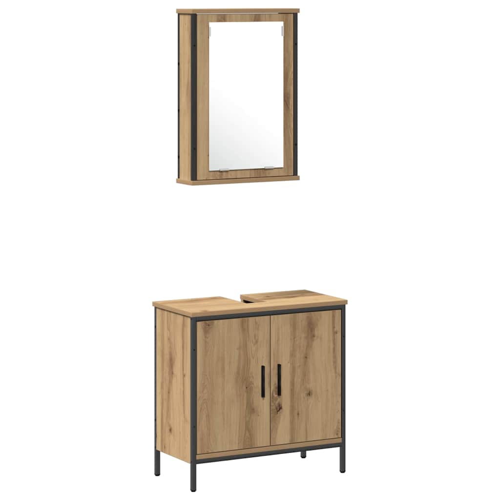 3-tlg. Badmöbel-Set Räuchereiche Holzwerkstoff