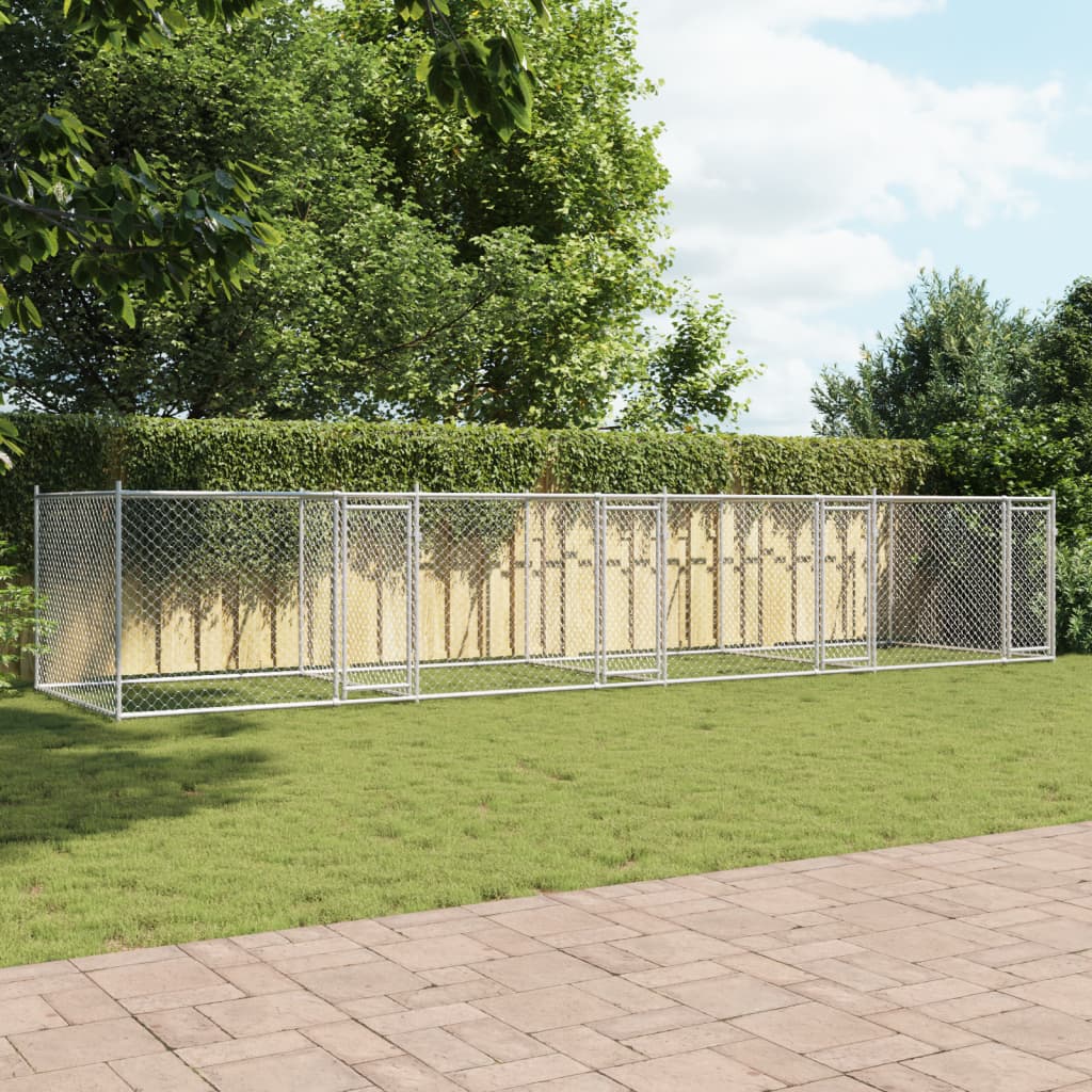Hundezwinger mit Tür Grau 2x2x1,5 m Verzinkter Stahl