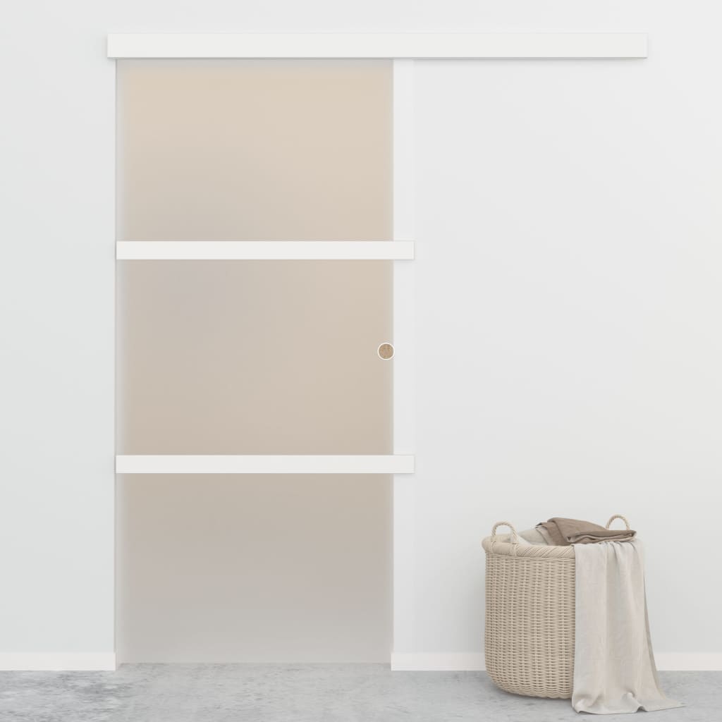 Schiebetür ESG-Glas und Aluminium 90x212 cm Silbern