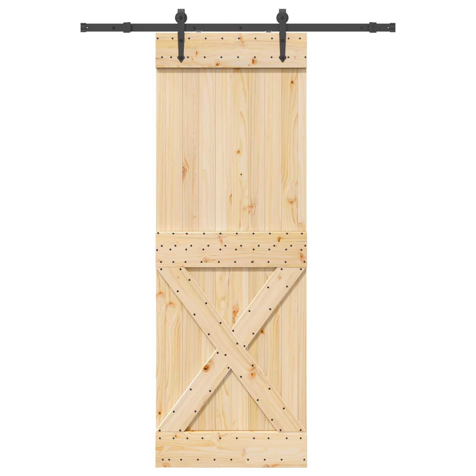 Schiebetür NARVIK Natürlich und Schwarz 70 x 210 cm (152,5 cm)
