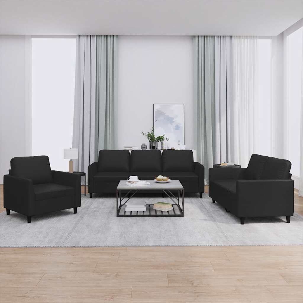 4-tlg. Sofagarnitur mit Kissen Creme Kunstleder