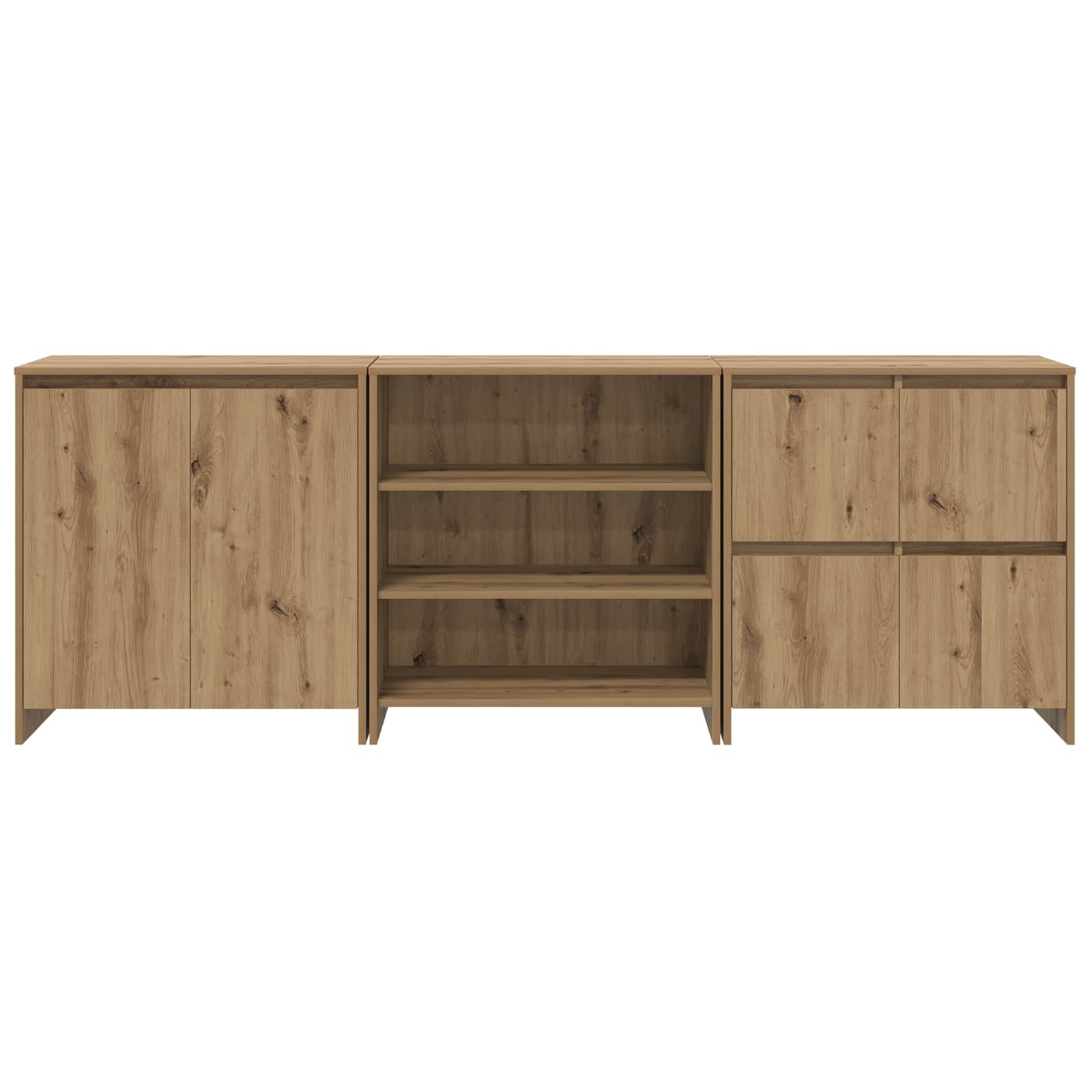 3-tlg. Sideboard Weiß Holzwerkstoff