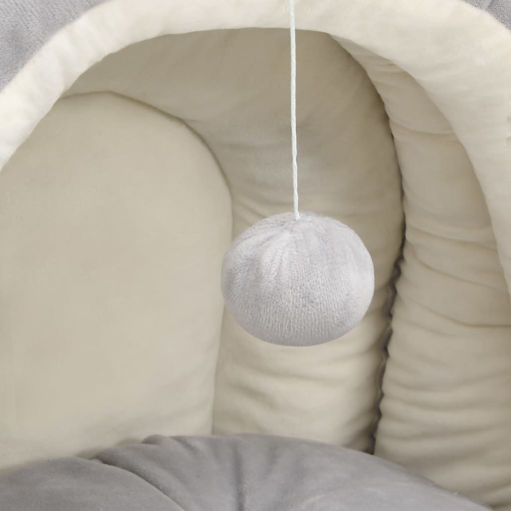 Katzenbett 50x50x45 cm Grau und Creme