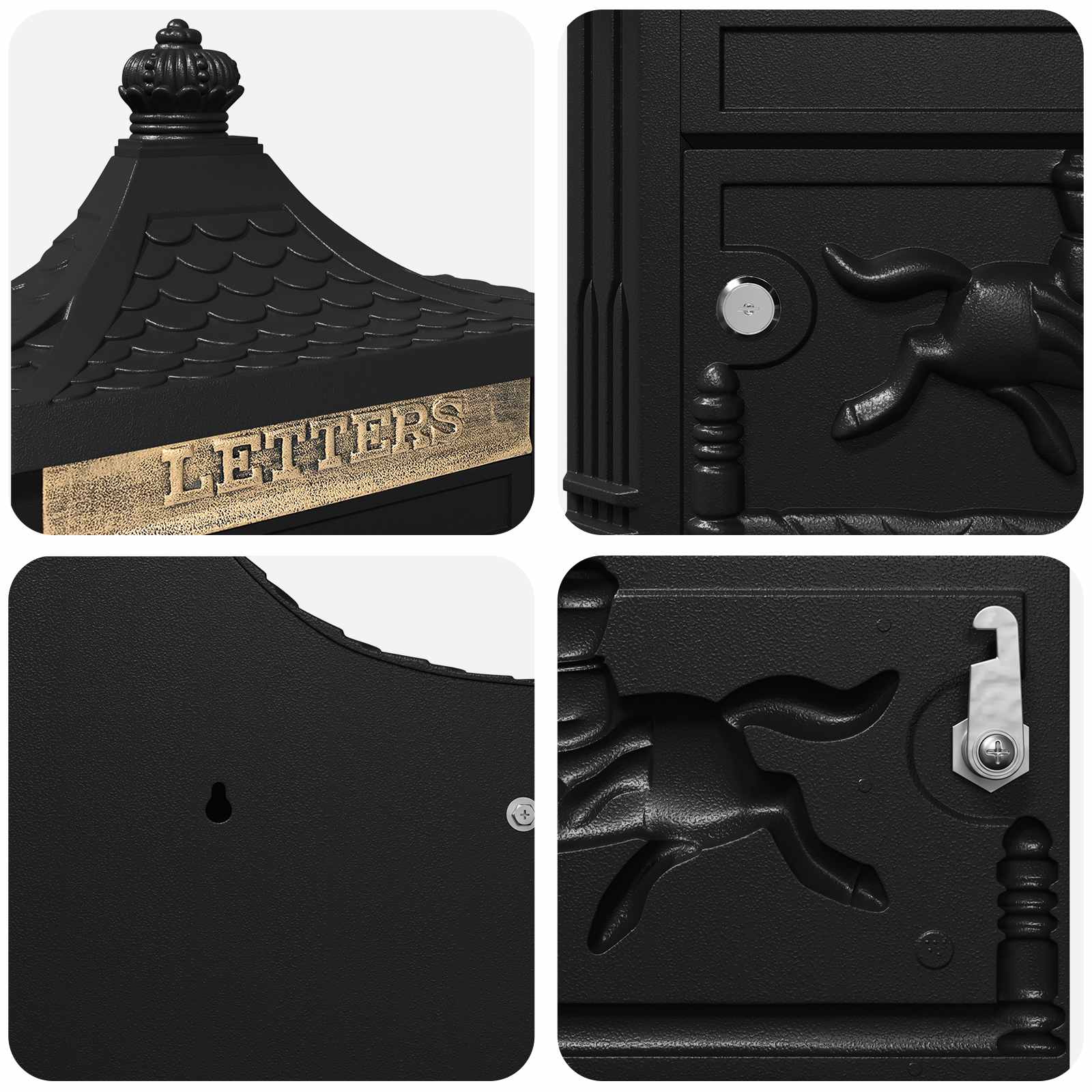 Wandmontierter Briefkasten Grün 40,5 x 16 x 45 cm Gussaluminium