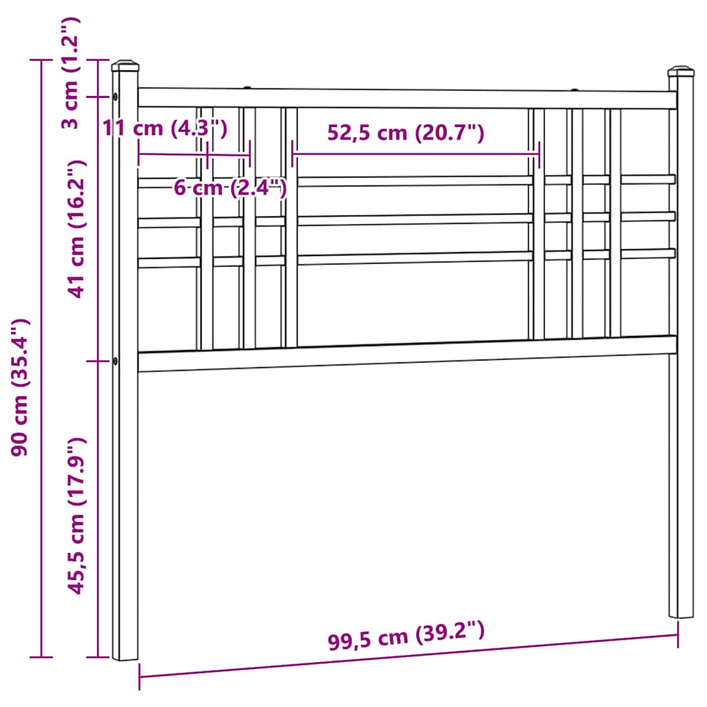 Ersatz-Kopfteil Metall Schwarz 100 cm