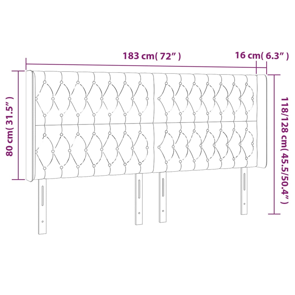 Kopfteil mit Ohren Dunkelblau 93x16x78/88 cm Samt