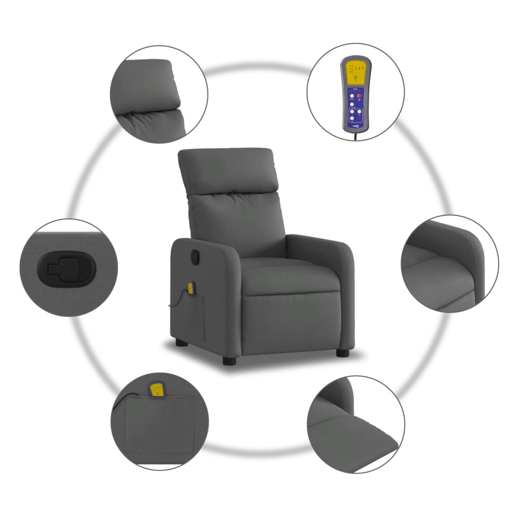 Massage-Relaxsessel Hellgrau Stoff