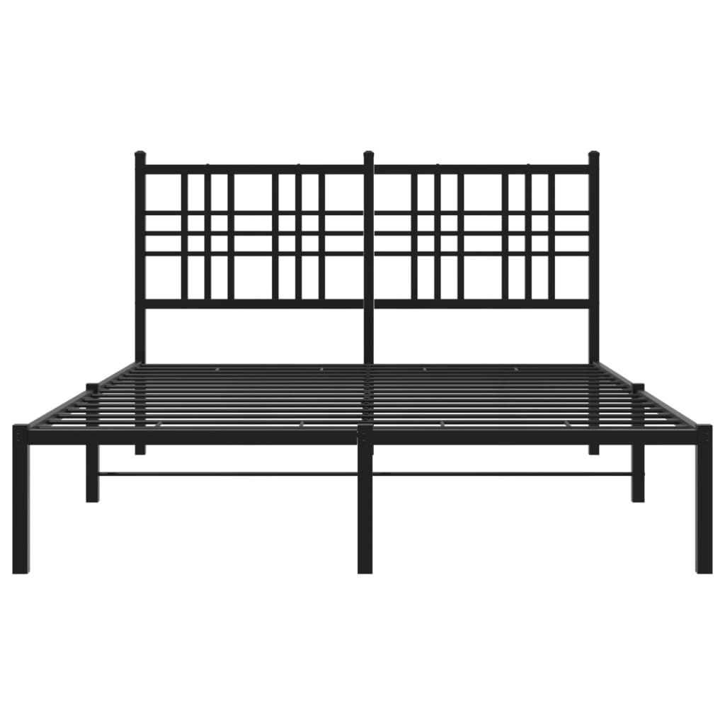 Bettgestell mit Kopf- und Fußteil Metall Schwarz 90x200 cm
