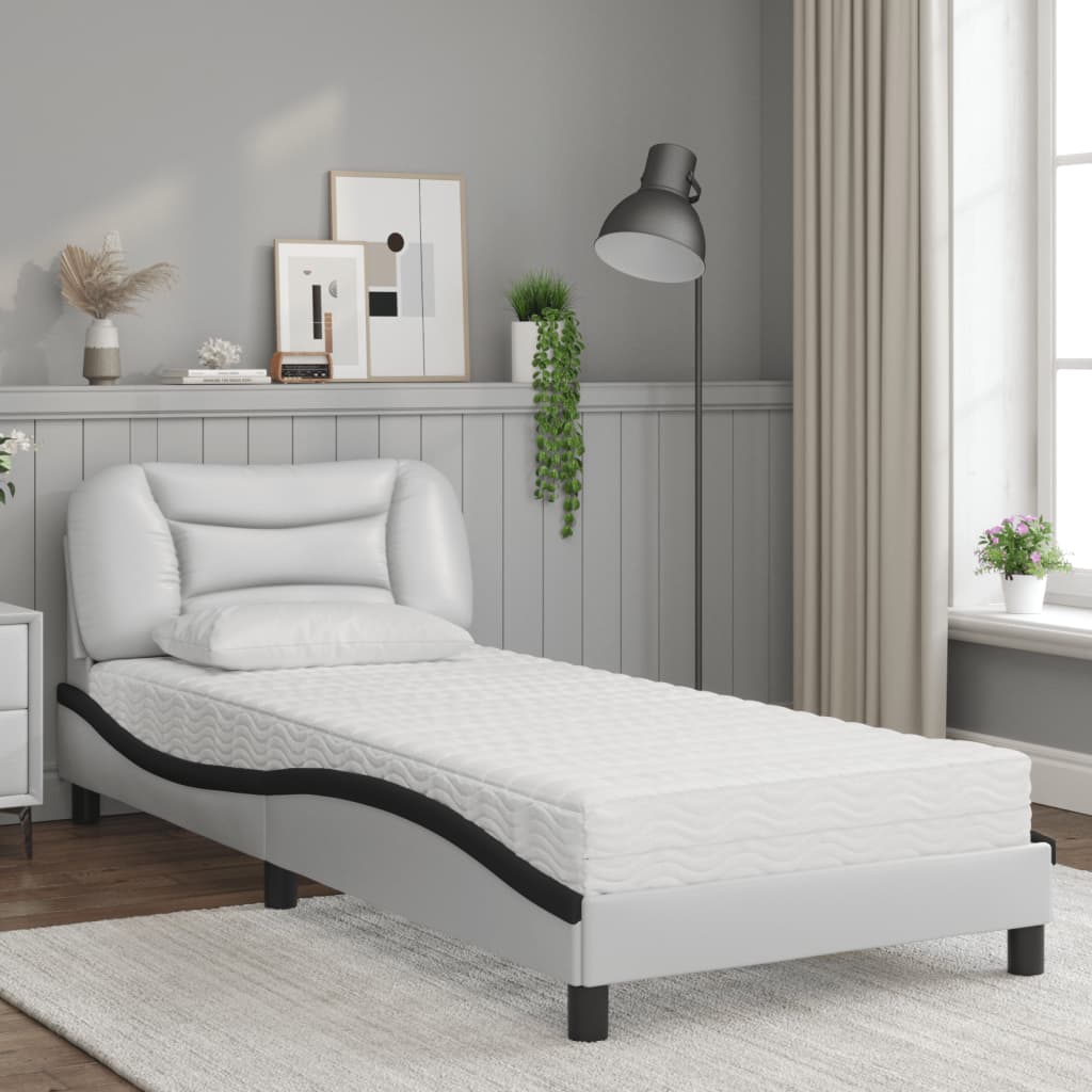 Bett mit Matratze "Hvar" Schwarz 80x200 cm Kunstleder