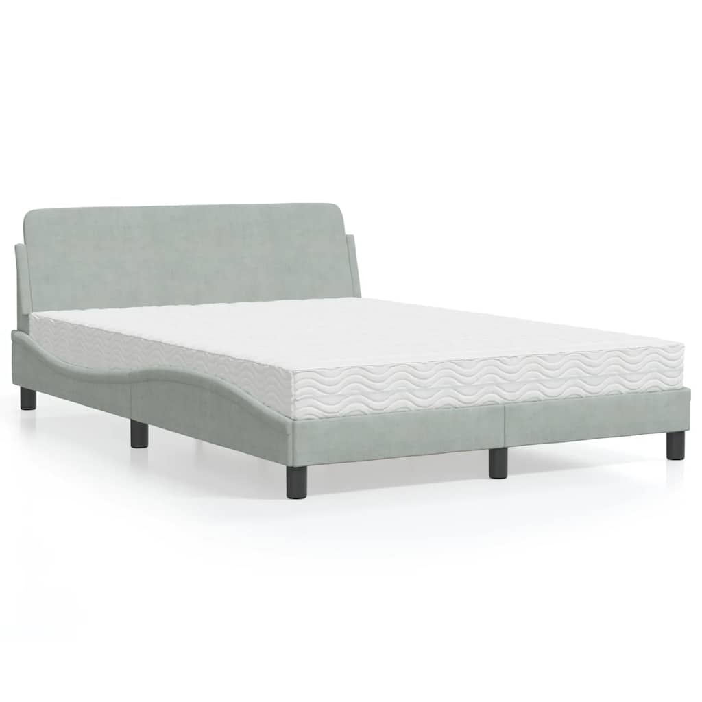 Bett mit Matratze "Dover" Hellgrau 80x200 cm Samt