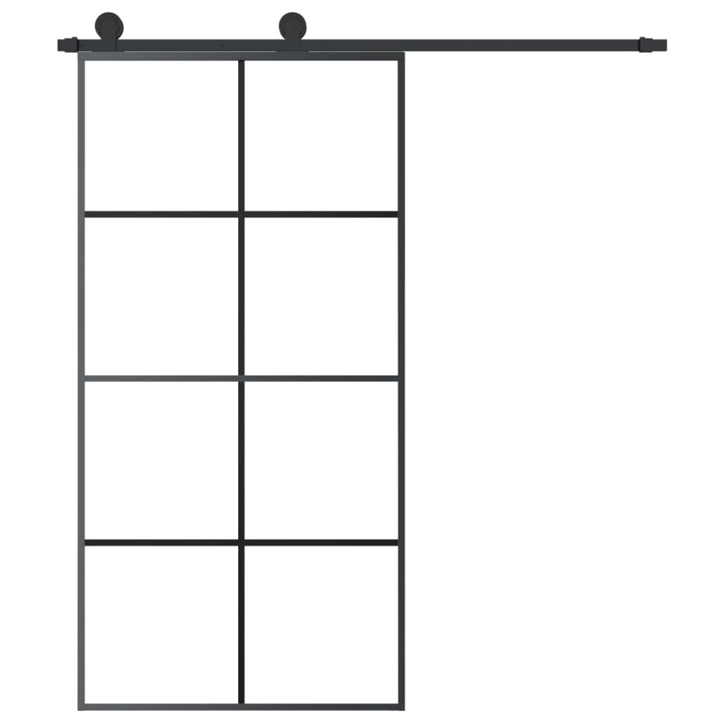 Schiebetür mit Beschlag 76x205 cm ESG-Glas & Aluminium