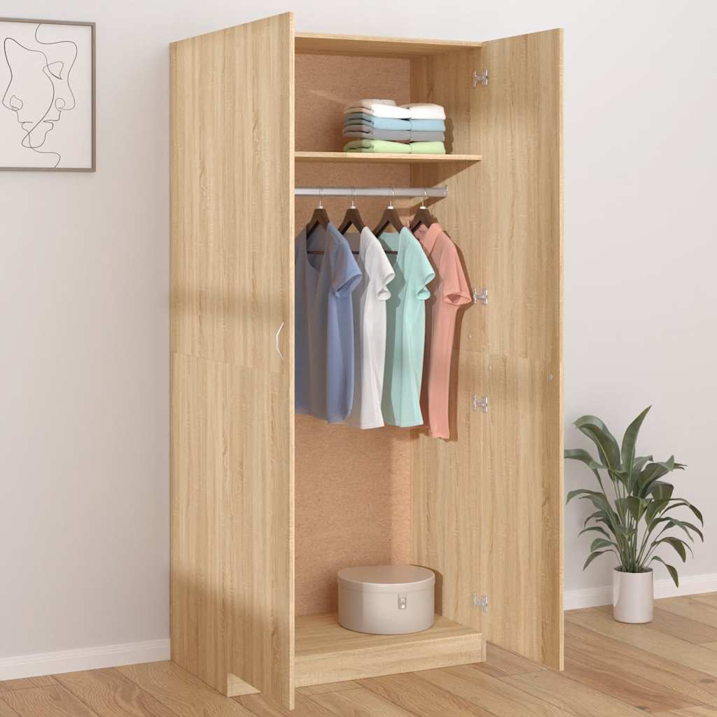 Kleiderschrank Weiß 90x52x200 cm Holzwerkstoff