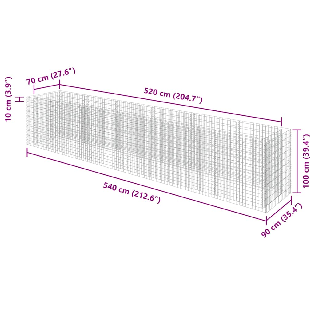 Gabionen-Hochbeet Verzinkter Stahl 450×90×100 cm