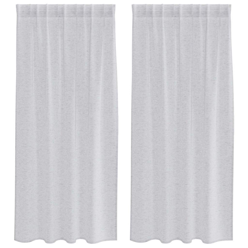 Voile-Vorhang mit Vorhängen 2 pcs Weiß 140 x 140 cm Polyester